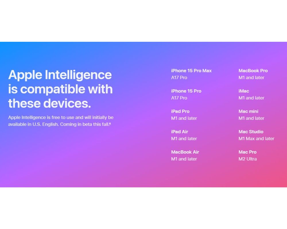 Esta es la lista de dispositivos que recibirán Apple Intelligence, el sistema que amplifica la experiencia de usuario con Inteligencia Artificial.