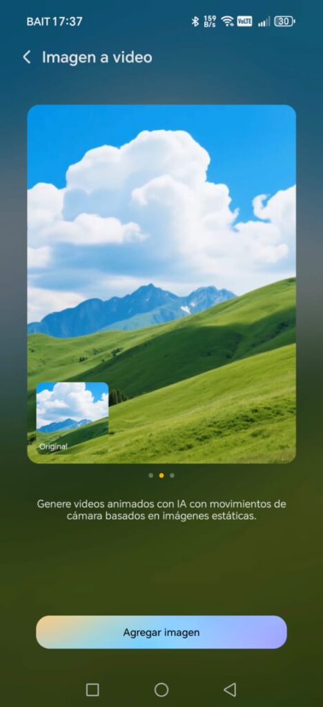 Se puede crear clips con fotos de paisajes y otros objetos como aviones o vehículos.