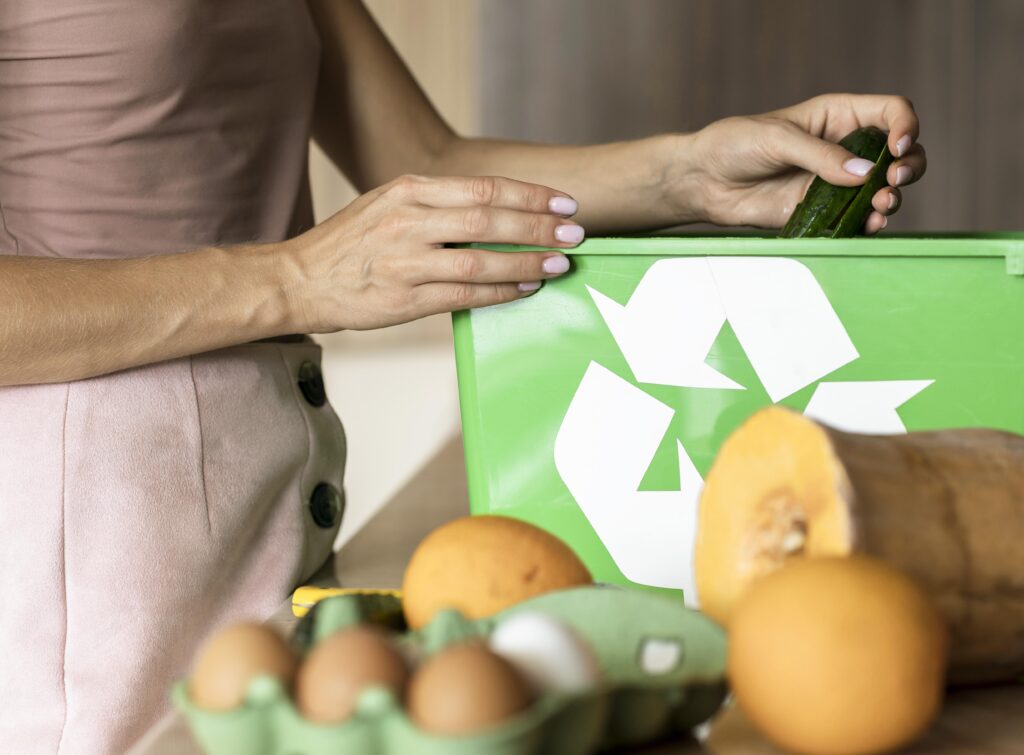 woman-recycling-vegetable-leftovers